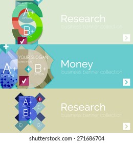 Flat design vector infographic banners with geometric infographic diagrams