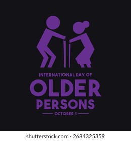 Vetor de design plano do Dia Internacional dos Idosos. 1 de outubro. Banner, cartão, fundo. Eps 10.