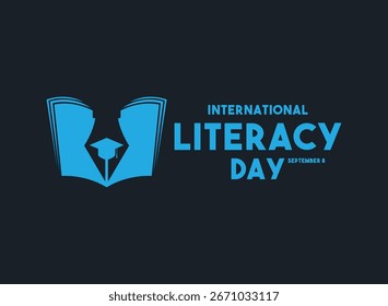 Flat design vector of International Literacy Day. September 8. Literacy icon. Banner, card, background. Eps 10.