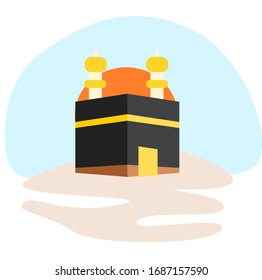 Flat Design Vector Ka'ba Muslim Islam Religion Ramadhan id