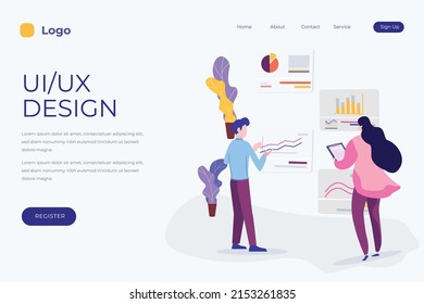 flat design vector landing page ui ux design	