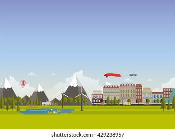 Flat design vector landscape concept
