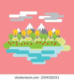 flat design vector landscape nature