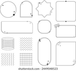 flat design vector line sparkle minimalism frame design collection set