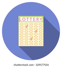 Flat design vector lottery icon with long shadow, isolated