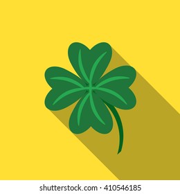 Flat design vector lucky clover icon with long shadow.