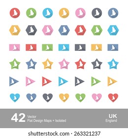 Flat Design Vector Maps isolated - England UK