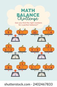 flat design vector math number counting worksheet education printable for kids activity