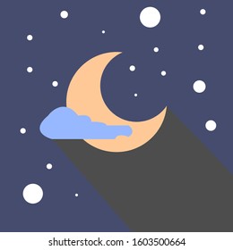 flat design vector of moon in the space