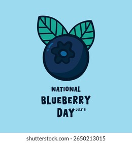 Flacher Designvektor des National Blueberry Day. 8. Juli EPS 10.