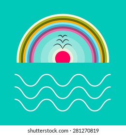 Flat Design Vector Ocean Illustration