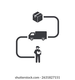 flat design vector of package delivery flow.