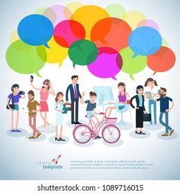Flat design vector people communicating different characters.
