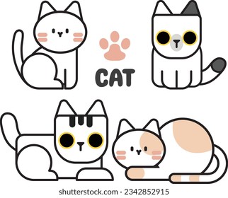 flat design vector pet cat animal collection