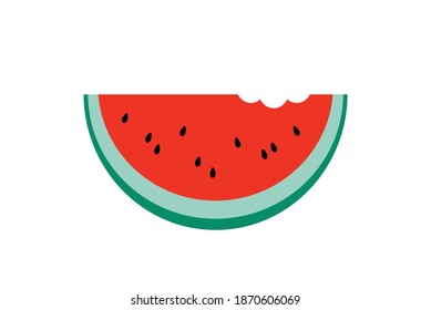 Flat design vector of a piece of watermelons on white background