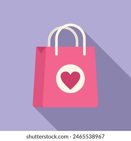 Vector de diseño plano de un bolso de compras rosa con corazón, perfecto para la venta y temas al por menor