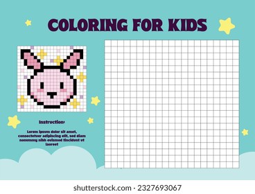 flat design vector pixel coloring for kids worksheet page printable