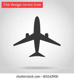 Flat Design Vector Plane Icon With Shadow