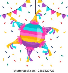 flat design vector posada pinata illustration colorful