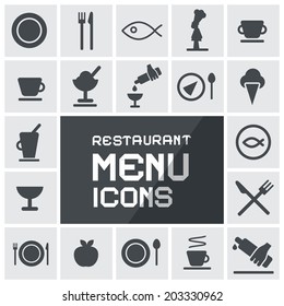Flat Design Vector Restaurant Menu Icons Set