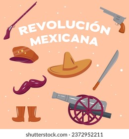 flat design vector revolucion mexicana illustration