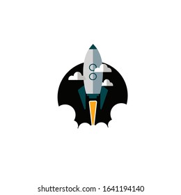 flat design vector of a rocket that was just launched for this vector for educational and business purposes