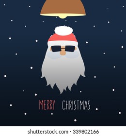 Flat Design Vector Santa Claus Face. Icon. Greeting Card.