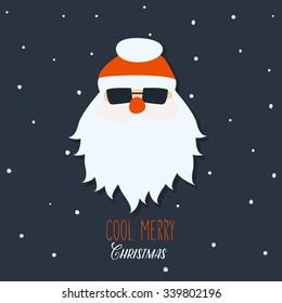 Flat Design Vector Santa Claus Face. Icon. Greeting Card.