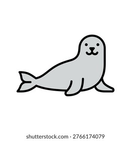 Flat design vector of a seal, minimalist marine animal illustration for arctic and ocean themes.