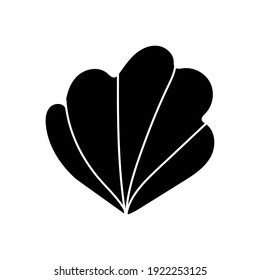 Flat Design Vector Seashell Icon, Black and White Shape. Nautical Marine Symbol Vector Illustration. Isolated Shell Sign. Logo Design, Business Element.