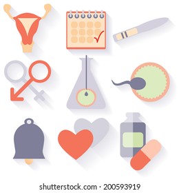 Flat design, vector set of fertility icons