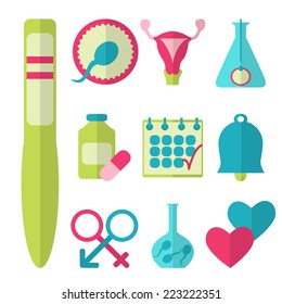 Flat design, vector set of fertility icons isolated on white background