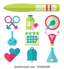Flat design, vector set of fertility icons isolated on white background