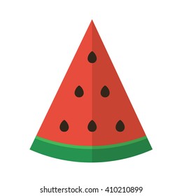 Flat design vector slice of watermelon isolated on white background.
