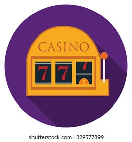 Flat design vector slot machine icon with long shadow, isolated