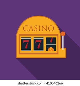 Flat design vector slot machine icon with long shadow