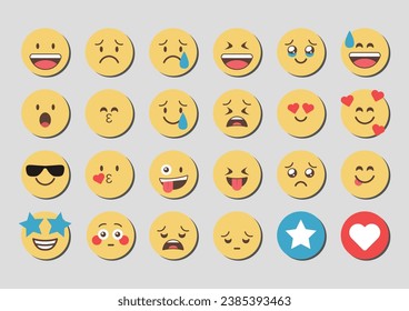 flat design vector smartphone chat emoticon smiley collection set