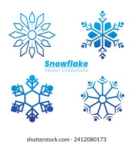 flat design vector of snowflake collections element set. pack of cute snowflakes vector design