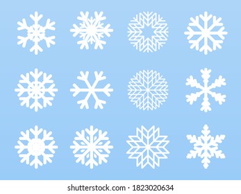 Flat design vector  snowflakes Christmas and new year decoration element set. Vector illustration.