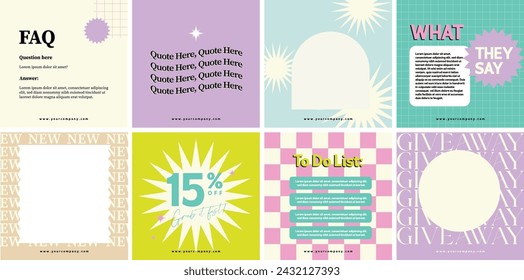 flat design vector social media feed template kit set collection
