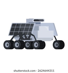 Flat design vector of a solar panel equipped mars rover, ideal for space exploration themes