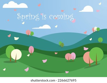 Flat design vector spring landscape