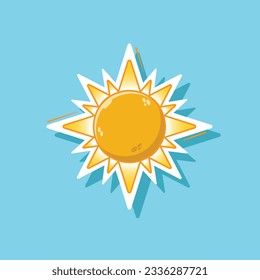 Vector de diseño plano de ilustración de dibujos animados de sol. vector de sol aislado. diseño de dibujos animados planos.