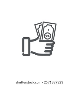 Flat design vector symbol of giving money, payday, gift money.