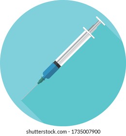 flat design vector syringe at blue background