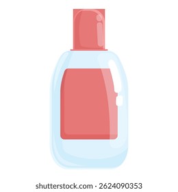 Flat design vector of a transparent hand sanitizer bottle with a red label