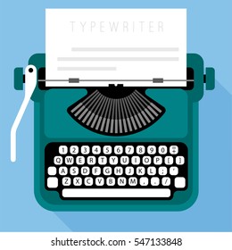 Flat design vector typewriter icon template