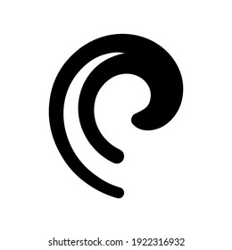 Flat Design Vector Wave Icon, Black and White Shape. Nautical Marine Symbol Vector Illustration. Isolated Ocean Water Sign. Logo Design, Business Element.