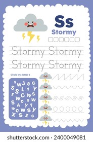 flat design vector weather flashcard printable worksheet for kids activity