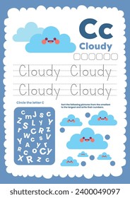 flat design vector weather flashcard printable worksheet for kids activity